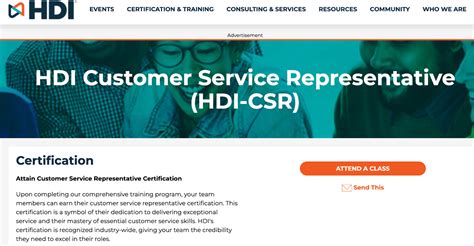 Hdi Customer Service Representative Certification