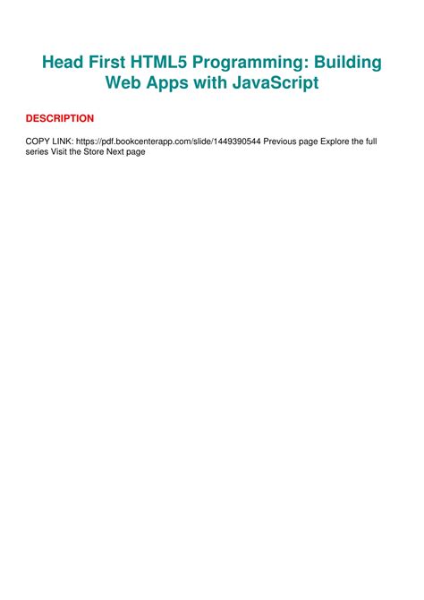 Head First Html5 Programming Building Web Apps With Javascript
