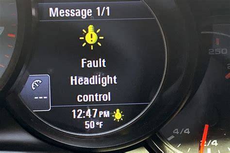 Headlight range regulation defective porsche.  This fault can trigger related e...