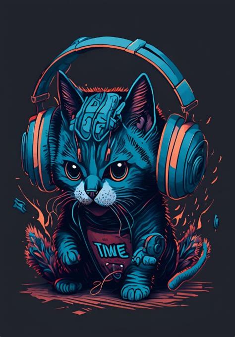 Headphone Cat Illustrations & Vectors - Dreamstime