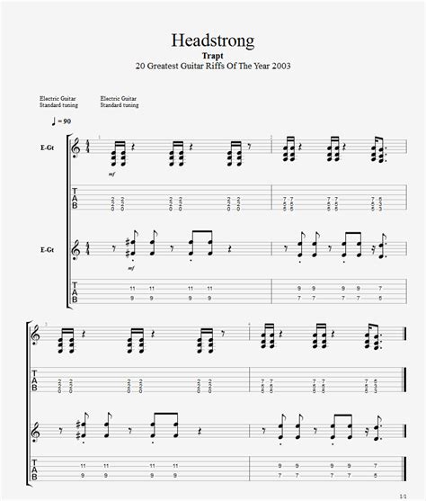 Headstrong Bass tab by Trapt @ 911Tabs