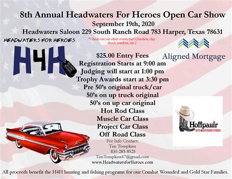 Headwaters for Heroes - H4H Open Car Show Registration 2024