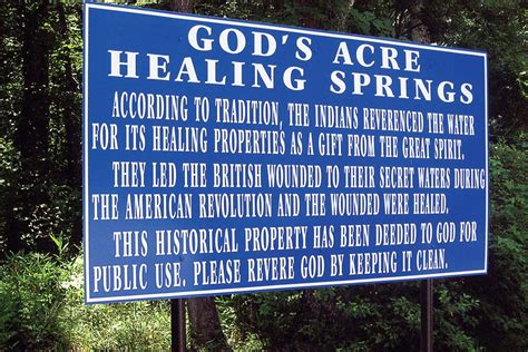 Healing springs. Healing Springs . Blacksville, S.C. One sip of the water reputed to be the best tasting water in the world will make a believer of even the most cynical. Lab tests confirm that there is indeed something … 