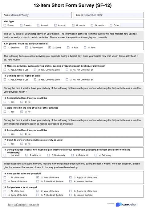 Health Survey Questionnaire Short Form [HSQ SF-12&36]