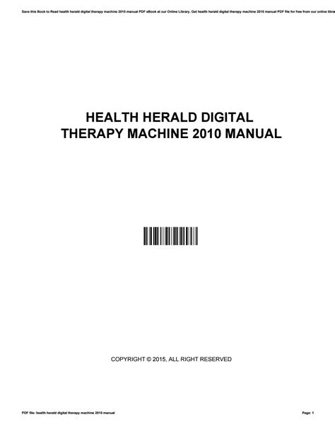 Health herald digital therapy machine 2010 manual. - 2010 terex tl210 workshop service repair manual.