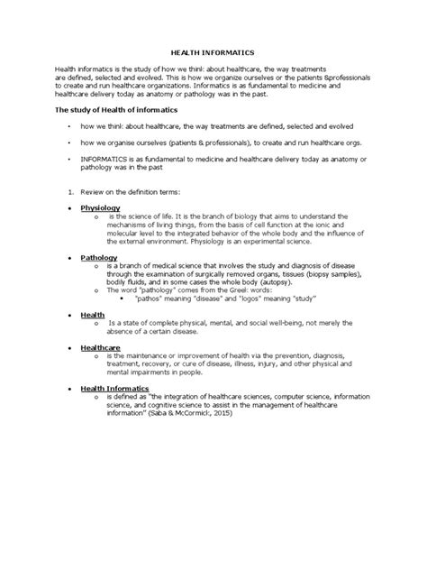 Health informatics pdf.  It encompasses the study, design, development, impl...