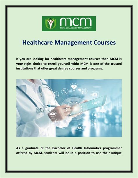 Course structure. This course consists of 10 compulsory modules in Stage 1 with Stage 2 consisting of a piece of healthcare management-related research. The MSc Healthcare Management programme is available with an optional industrial placement, which will require you to complete the Industrial Placement Report.. 