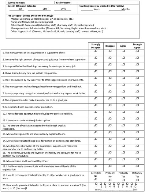 Healthcare Employee Satisfaction Survey Form …