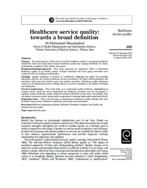 Healthcare service quality: towards a broad definition - Emerald