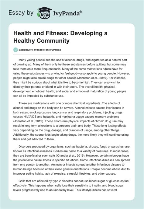 Healthy Community Essay Bartleby