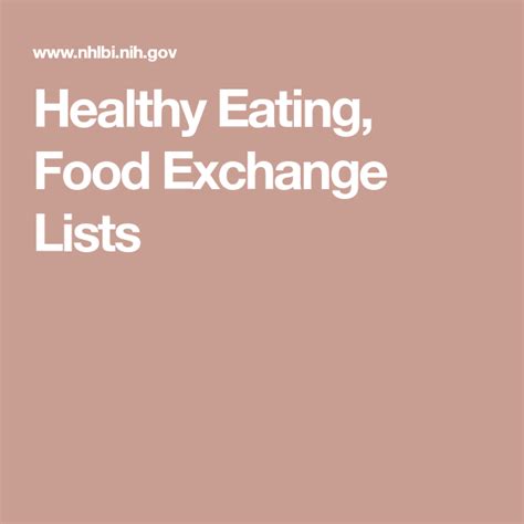 Healthy Eating, Food Exchange Lists / Here