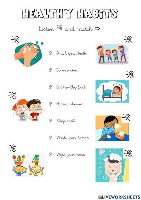 Healthy Habits For Kindergarten Worksheets Grade 1 Good Habits