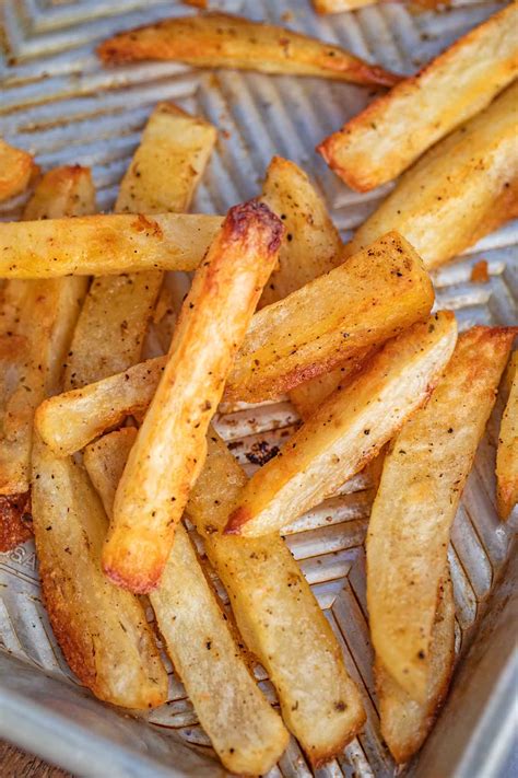 Healthy french fries. Shake to coat. In a small bowl, mix all spices, and then dump into bag. Shake to coat. Line 2 cookie sheets with foil. Spray lightly with cooking spray. Arrange fries in a single layer on sheets (don't overlap too much) and sprinkle grated parmesan all over potatoes. Put in preheated oven and bake for 30-45 minutes. 