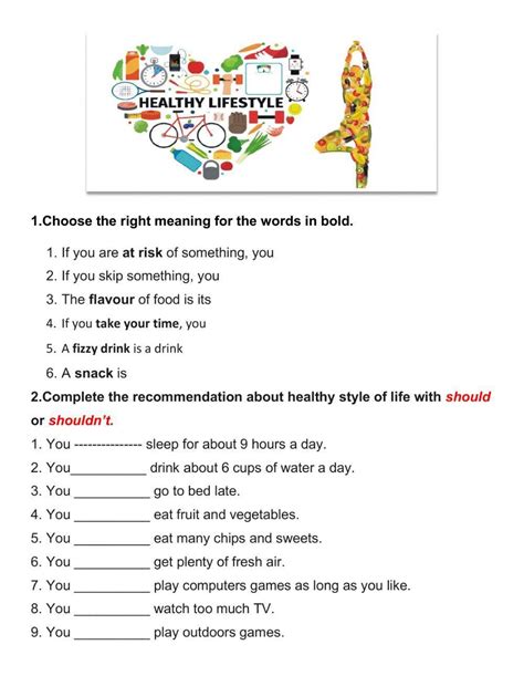 Healthy lifestyle online activity - Liveworksheets