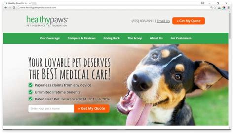 Healthypaws pet insurance. We offer one pet insurance plan that covers vet visits for new accidents and illnesses at competitive premiums. Our insurance plan is designed with straightforward and simple terms of coverage. #1 Customer-rated pet health insurance plan for the last 7 years *. More than 550,000 pets enrolled**. Staff of vet techs & pet parents. 