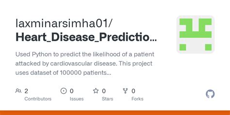 Heart disease prediction using python github.  🚀 Project &mdash; Heart Disease Pre...