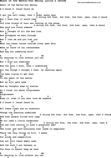 Heart of the matter lyrics. Things To Know About Heart of the matter lyrics. 