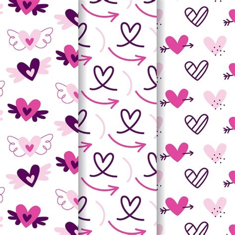 Heart patterns collection Free Vector