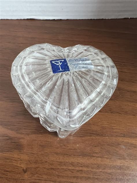 Heart trinket Lead Crystal Clear Industries Dish Yugoslavia