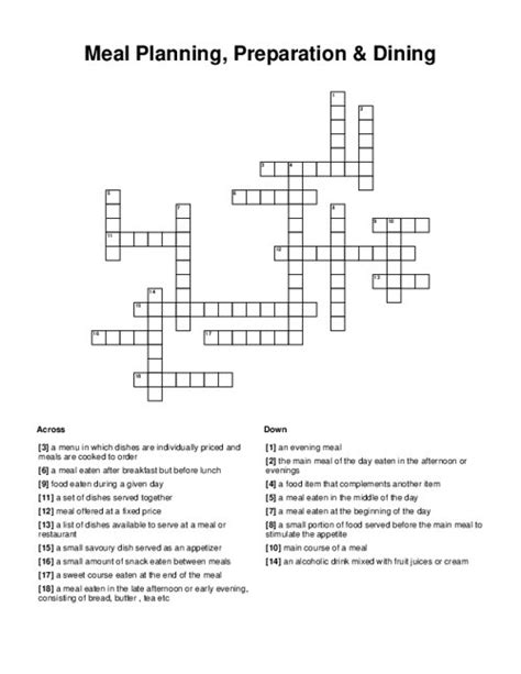 Hearty meal crossword clue. The Crossword Solver found 30 answers to "hardy pub meal", 5 letters crossword clue. The Crossword Solver finds answers to classic crosswords and cryptic crossword puzzles. Enter the length or pattern for better results. Click the answer to find similar crossword clues. 