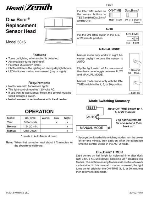 Heath zenith 5316 a user manual. - Magic lantern guides nikon d7000 cls flash companion.
