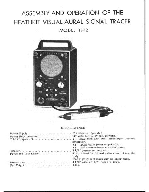 Heathkit it 12 signal tracer handbuch. - Clear light of bliss a tantric meditation manual hardcover january 1 1992.