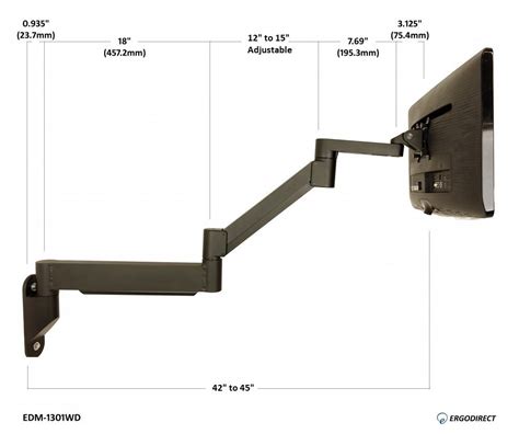 Heavy Duty, Long Reach Monitor Arms, Wall Mounts