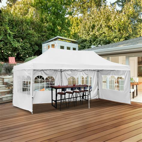 Outsunny 10' x 20' Carport, Portable Garage & Patio Canopy Tent, Adjustable  Height, Anti-UV Cover for Car, Truck, Boat, Catering, Wedding, Gray