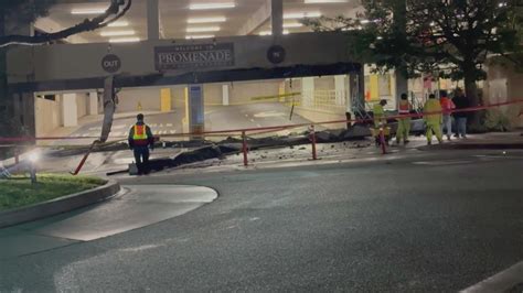 Heavy rain collapses concrete planters at Southern California shopping mall