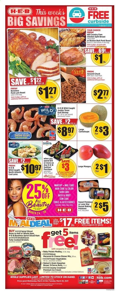Heb weekly ad bryan tx. H-E-B in Mission on East Expressway 83 features curbside pickup, grocery delivery, pharmacy, scratch bakery, Sushiya sushi and more. See weekly ad, map & hours 