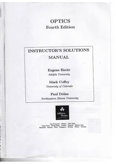 Hecht e optics 4th edition solutions manual. - Inquiry into physics solution manual amazon.
