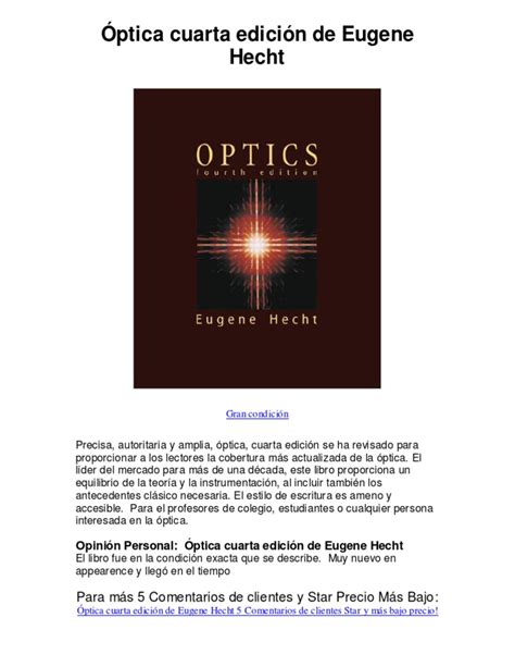 Hecht optics cuarta edición manual de soluciones. - Polémicas con sarmiento, discursos y escritos políticos..