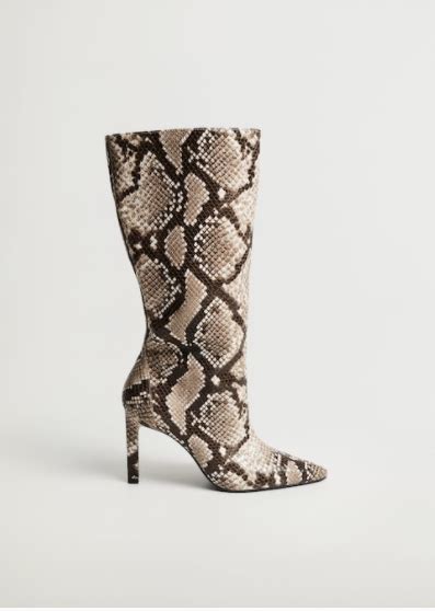 Heel snake-effect boots - Women Mango United Kingdom