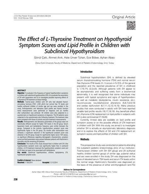 Height improvement by L-thyroxine treatment in subclinical ...