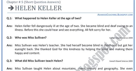 Helen keller question answer class 9
