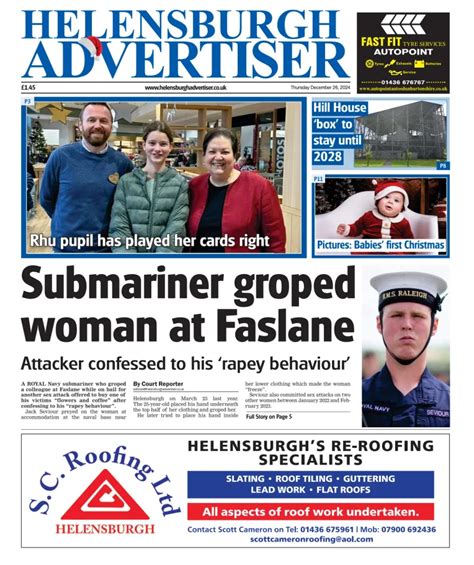 Helensburgh advertiser.  Read about topics such as navy submariners, supermarket...