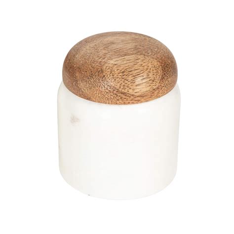 Hello Honey White Round Marble & Acacia Wood Base Pedestal Tray