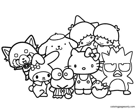 Hello Kitty Characters Coloring Pages