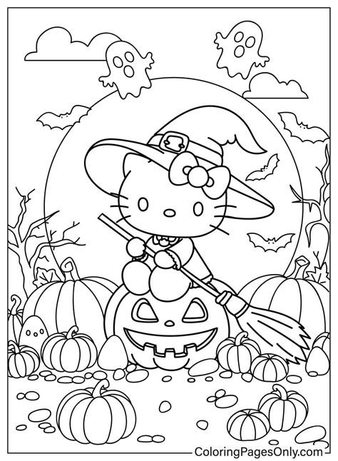 Hello Kitty Halloween Coloring Shee