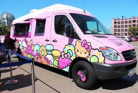 Hello kitty food truck. The Hello Kitty Cafe Truck, a traveling food truck selling Hello Kitty-themed treats, will make a stop at Pike & Rose in North Bethesda onSaturday, April 6. from 10am-7pm. The truck will be located at 11870 Grand Park Avenue. Treats like cookies, madeleines, macarons, clothing, bags, all decorated with Hello Kitty and other Sanrio … 