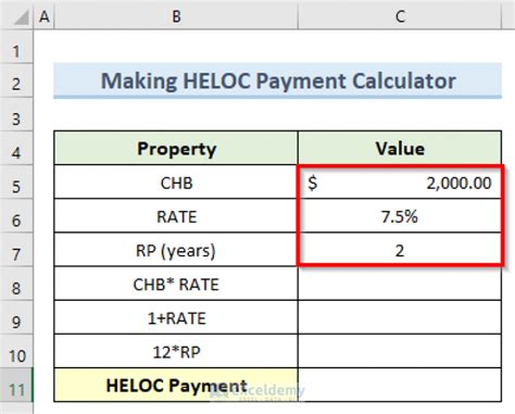 Heloc Payment Calculator Excel Template PEYNAMT