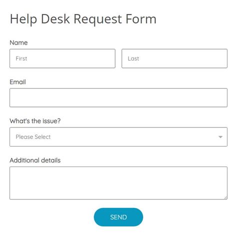 Help Desk Request Form Template Sample Templates