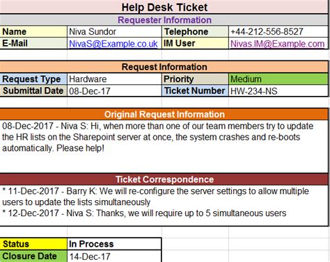 Help Desk Ticket Template Word Techno PM Project Management Templates Download