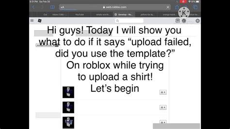 Help Upload Failed Did You Use The Template I Did Roblox