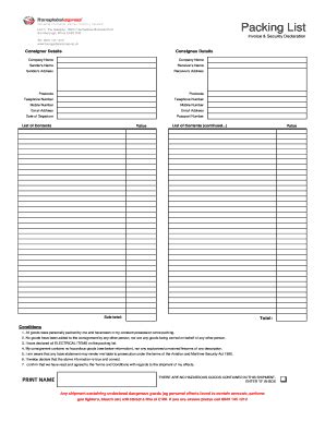 Help creating a packing list - Transglobal Express