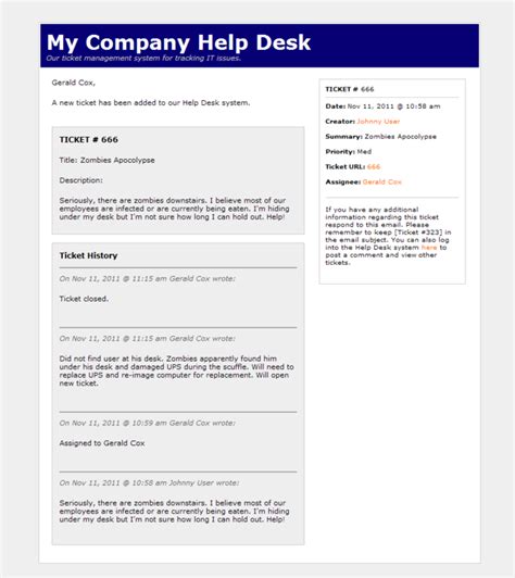 Helpdesk email template Script Center Spiceworks