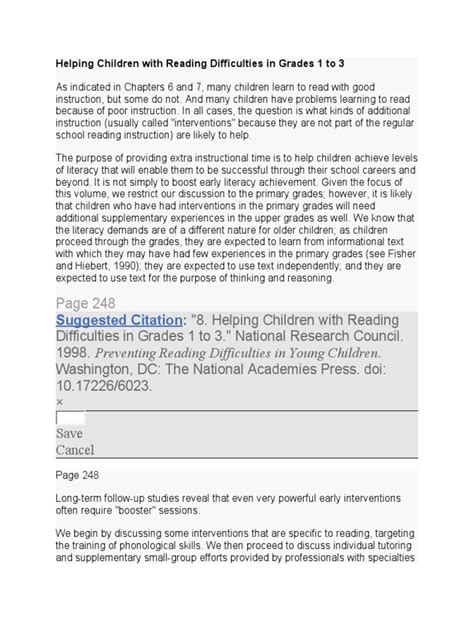 Helping Children with Reading Difficulties in Grades 1 to 3