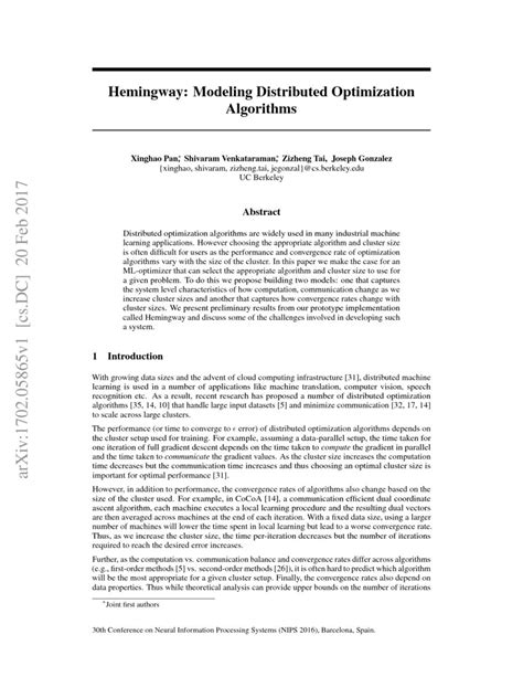 Hemingway: Modeling Distributed Optimization Algorithms