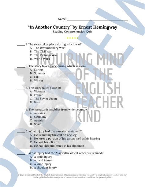 Hemingway quiz