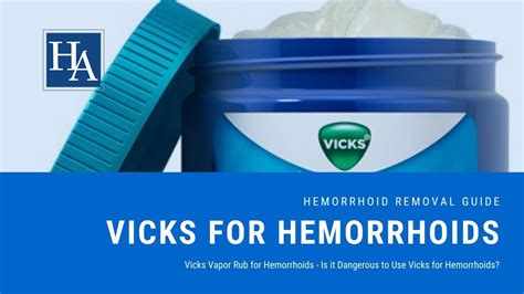 Hemorrhoids and vicks. A: Vicks VapoRub is an unorthodox hemorrhoid remedy, but many readers agree with you that it can soothe pain and relieve itching. Others, however, have complained that it produces a feeling of... 